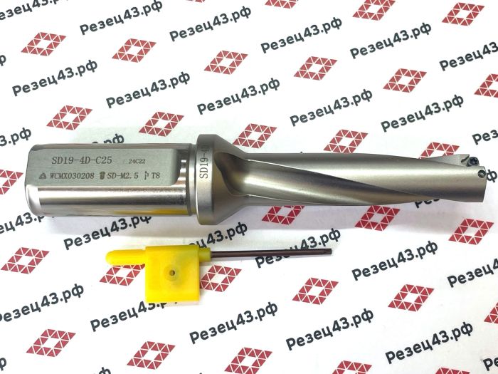 Корпусное сверло SD-19-C25-4D (WC-19-C25-4D) со сменными пластинами WC**