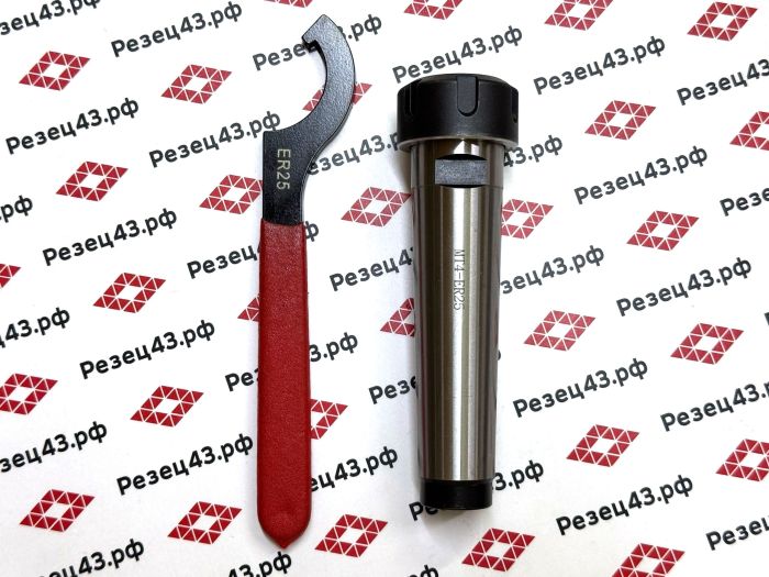Цанговый патрон Морзе 4 с ключом и набором цанг ER25 в кейсе (MTB4-ER25-15PCS)