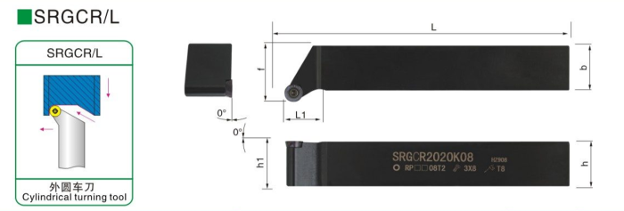 Резец наружного точения SRGCL2020K08 под круглые сменные пластины